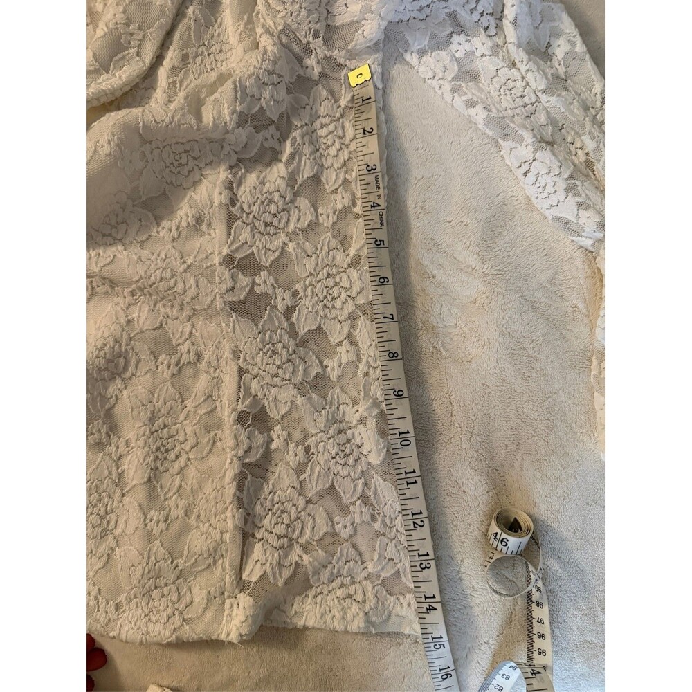 INC International Concepts White Lace Blazer Jacket Shawl Collar Open Front - Picture 6 of 6
